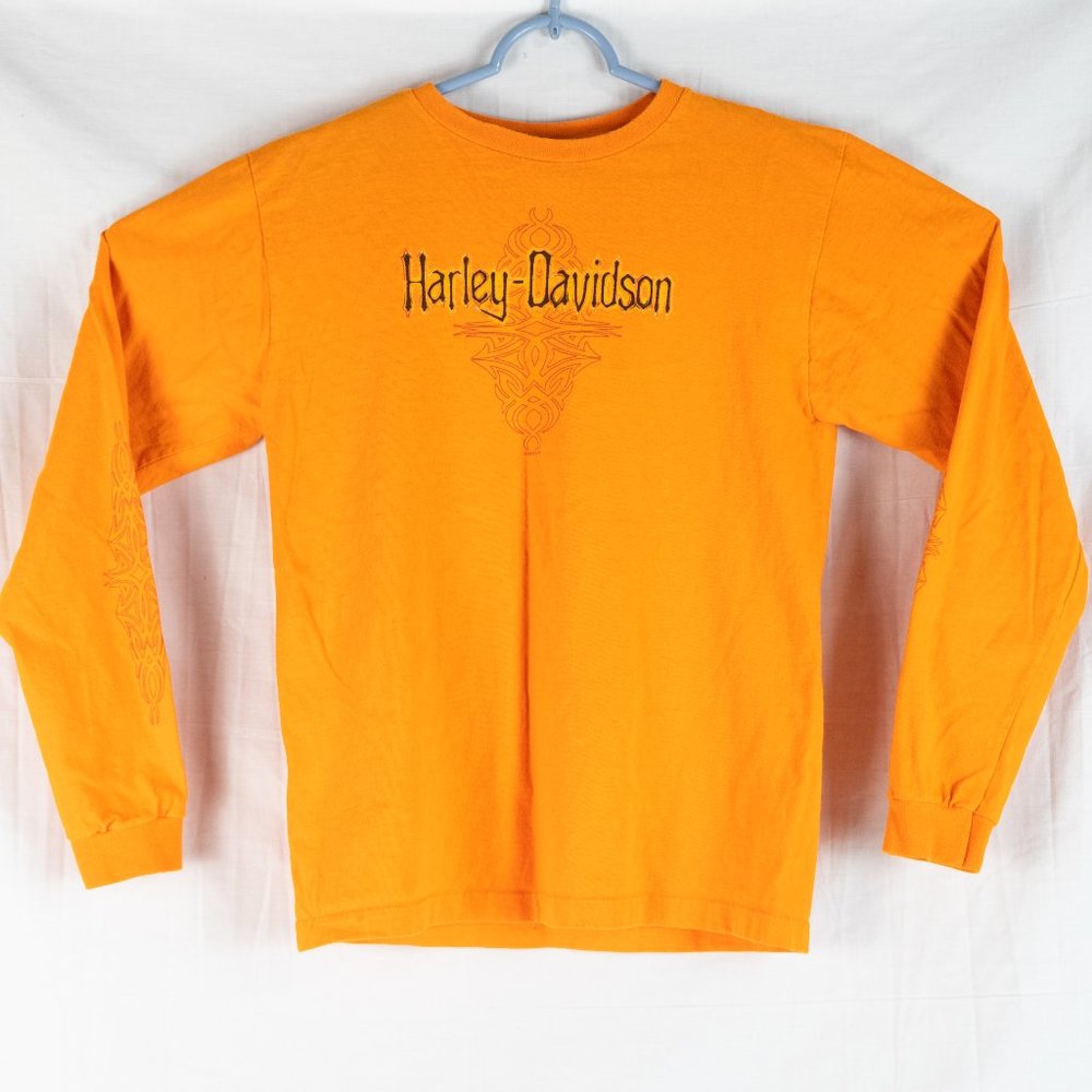 Harley-Davidson Orange Long Sleeve T-Shirt Men's Size S